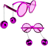 Lunettes de soirée disco Nessiworld avec boucles d'oreilles boule couleur rose